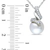 Thumbnail Image 2 of 9.5 - 10.0mm Cultured South Sea Pearl and 1/10 CT. T.W. Diamond Swirl Pendant in 14K White Gold - 17"