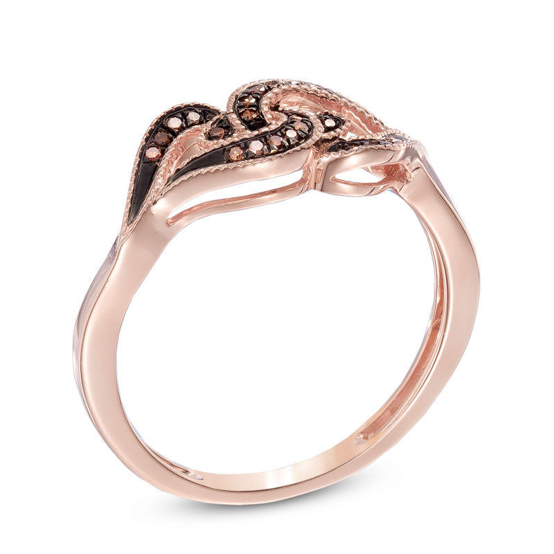 Enhanced Cognac Diamond Accent Knot Ring in 10K Rose Gold | Zales