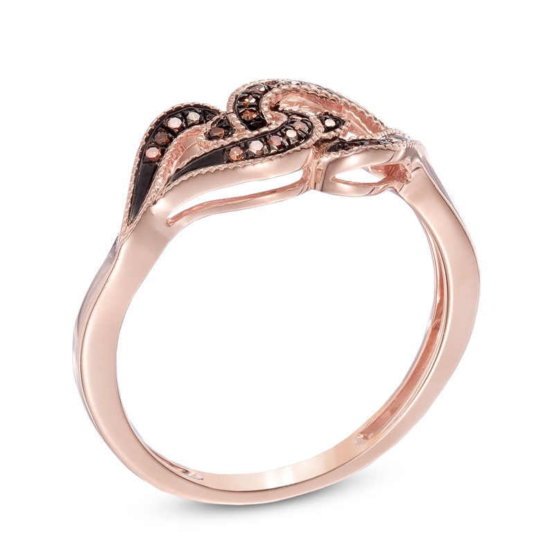 Main Image 2 of Enhanced Cognac Diamond Accent Knot Ring in 10K Rose Gold