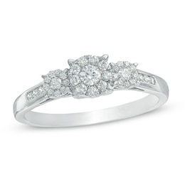 1/3 CT. T.W. Composite Diamond Three Stone Engagement Ring in 10K White Gold