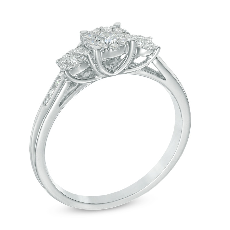 Main Image 2 of 1/3 CT. T.W. Composite Diamond Three Stone Engagement Ring in 10K White Gold