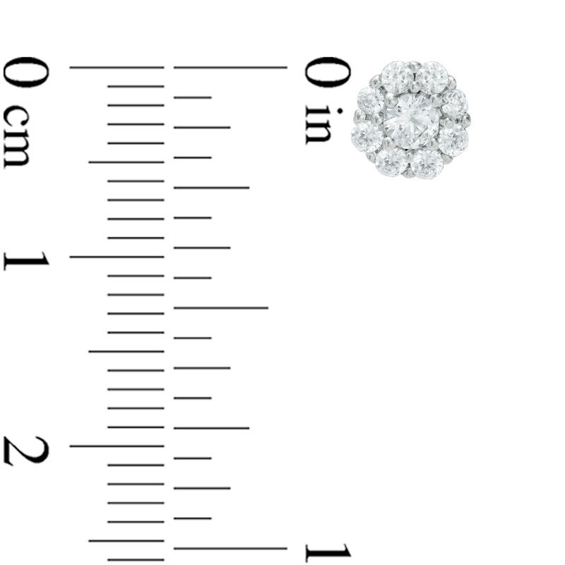 Main Image 2 of 1/2 CT. T.W. Multi-Diamond Frame Flower Stud Earrings in 10K White Gold
