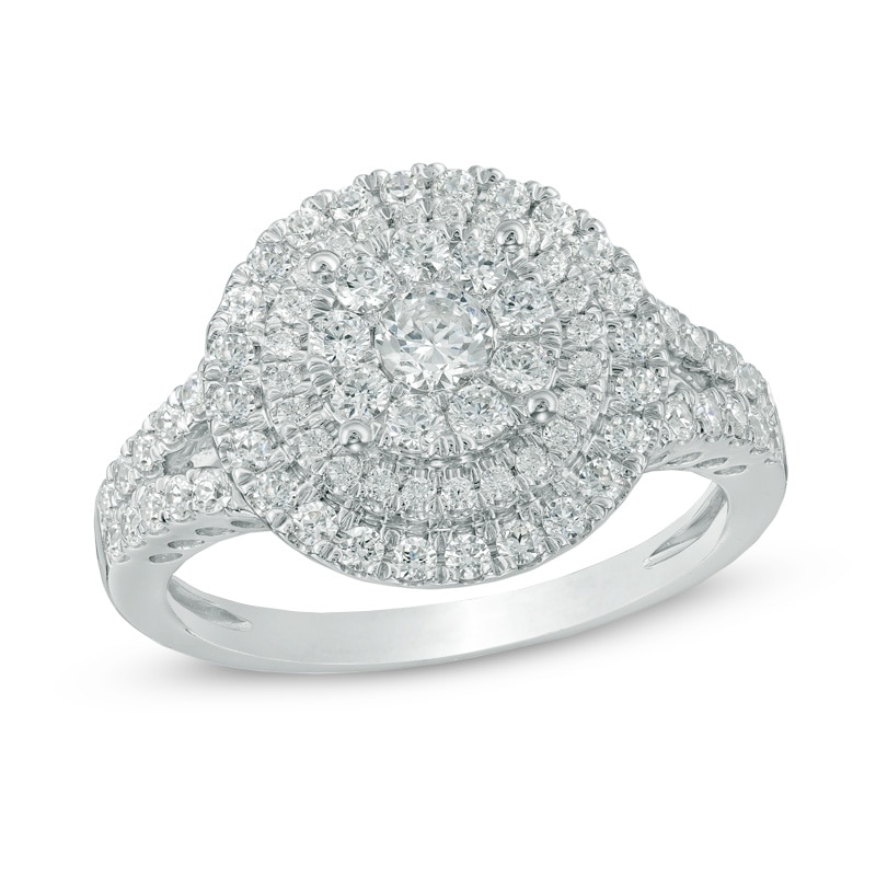 1 CT. T.W. Composite Diamond Double Frame Engagement Ring in 10K White Gold Zales