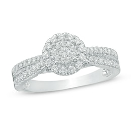 1/2 CT. T.W. Multi-Diamond Frame Engagement Ring in 10K White Gold