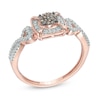 Thumbnail Image 1 of 1/5 CT. T.W. Composite Champagne and White Diamond Frame Promise Ring in 10K Rose Gold