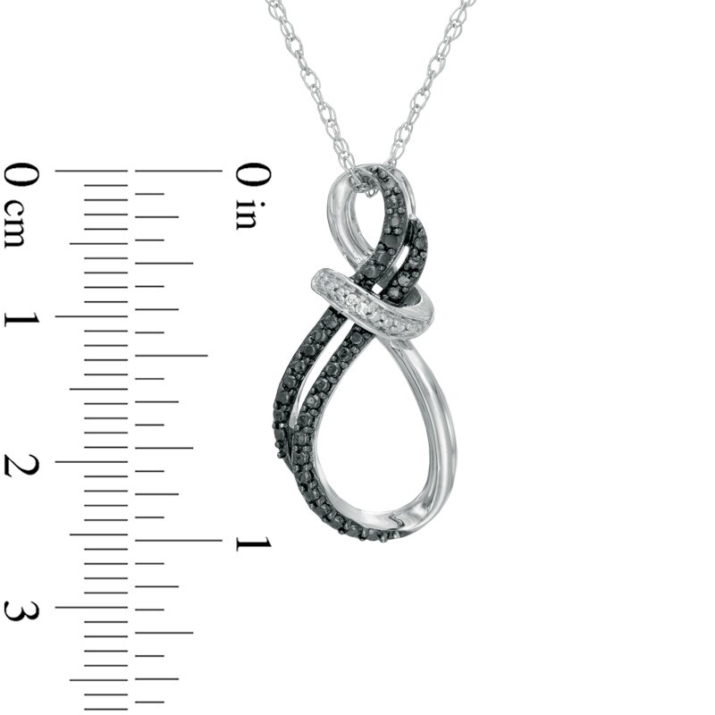 Main Image 2 of Enhanced Black and White Diamond Accent Double Row Infinity Pendant in Sterling Silver