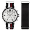 Thumbnail Image 1 of Men's Tissot Quickster NATO Chronograph Strap Watch with Silver-Tone Dial (Model: T095.417.17.037.01)