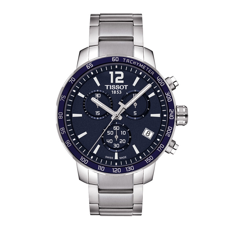 Men's Tissot Quickster Chronograph Watch with Dark Blue Dial (Model: T095.417.11.047.00)