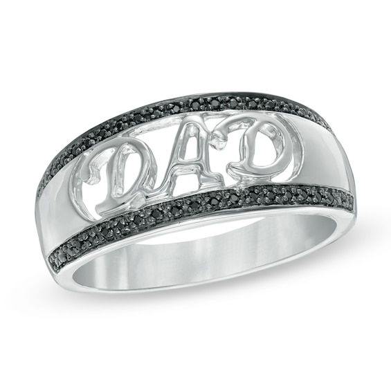1/10 CT. T.w. Black Diamond "Dad" Ring in Sterling Silver