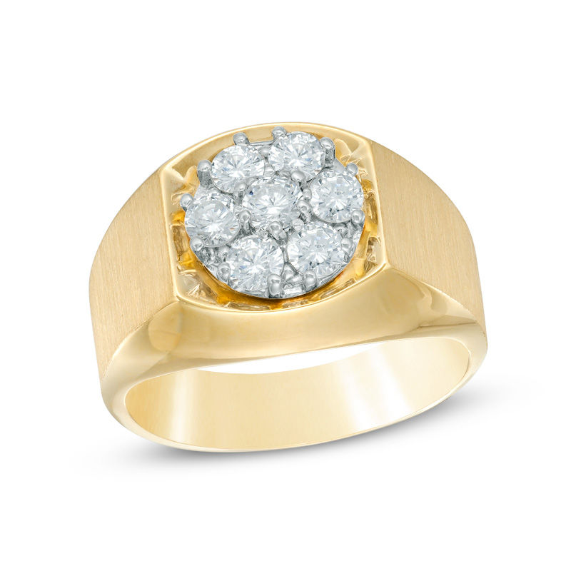 Men's 1 CT. T.W. Diamond Cluster Comfort Fit Ring in 10K Gold Zales