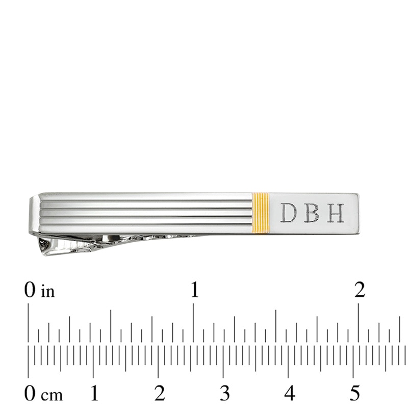 Men's Monogrammed Tie Bar in Sterling Silver and 24K Gold Plate (3 Initials)