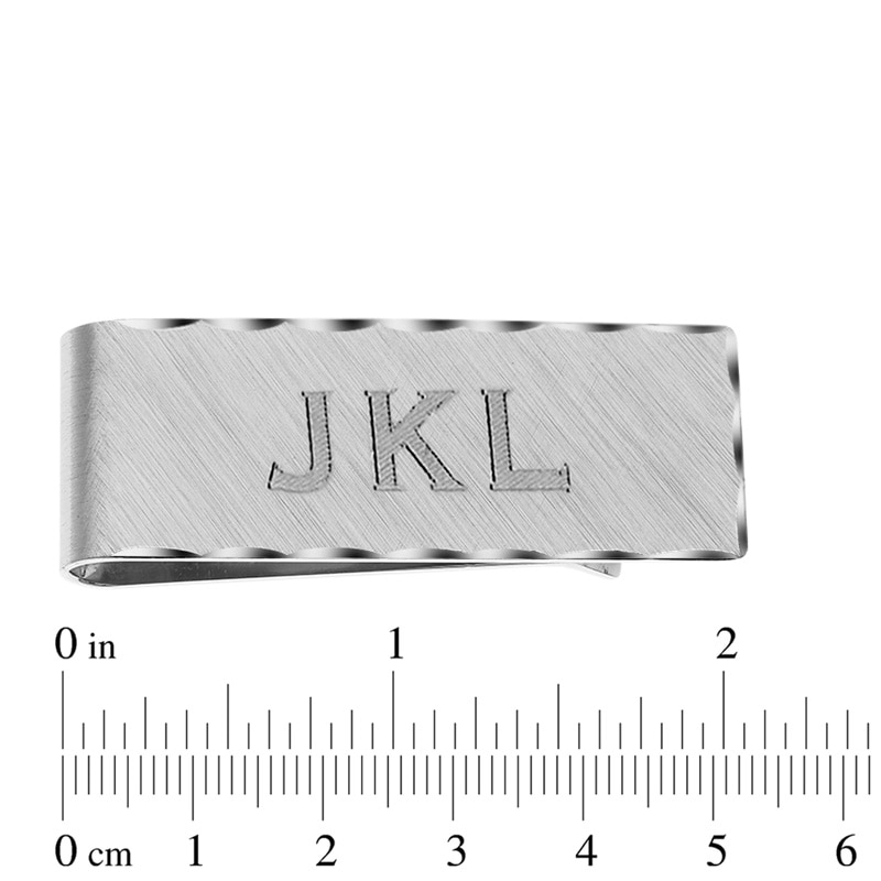Men's Engraved Scallop Edge Money Clip in Sterling Silver (5 Characters