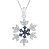Thumbnail Image 1 of Lab-Created Blue Sapphire and 1/20 CT. T.W. Diamond Snowflake Pendant in Sterling Silver