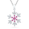 Thumbnail Image 0 of Lab-Created Pink Sapphire and Diamond Accent Snowflake Pendant in Sterling Silver