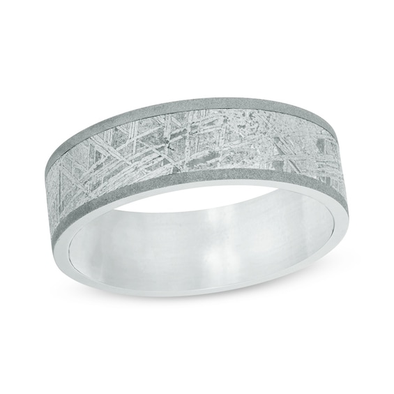 7.0mm Grey Sand-Blast Titanium and Meteorite Comfort Fit Wedding Band - Size 10