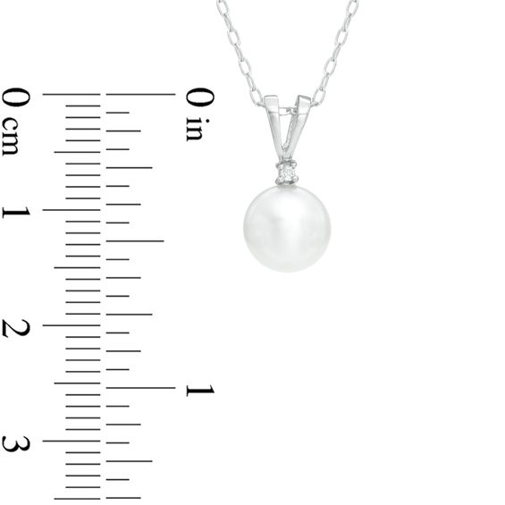 7.0 - 8.0mm Cultured Freshwater Pearl and Diamond Accent Button Pendant in Sterling Silver