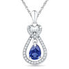 Thumbnail Image 0 of Pear-Shaped Lab-Created Blue Sapphire and 1/6 CT. T.W. Diamond Pendant in 10K White Gold