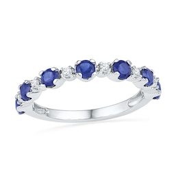 Lab-Created Blue and White Sapphire Ring in Sterling Silver