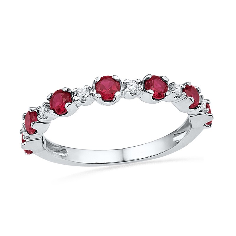 Lab-Created Ruby and White Sapphire Ring in Sterling Silver