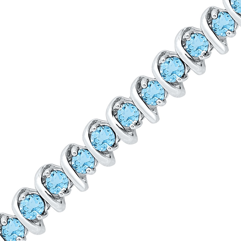 Blue Topaz Swirl Tennis Bracelet in Sterling Silver - 7.5"