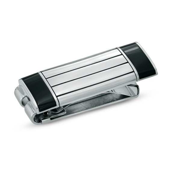 Men's Rectangular Black Onyx Money Clip in Sterling Silver