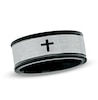 Thumbnail Image 0 of Men's 9.0mm Lord's Prayer Cross Comfort Fit Spinner Wedding Band in Stainless Steel and Black IP