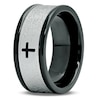 Thumbnail Image 1 of Men's 9.0mm Lord's Prayer Cross Comfort Fit Spinner Wedding Band in Stainless Steel and Black IP