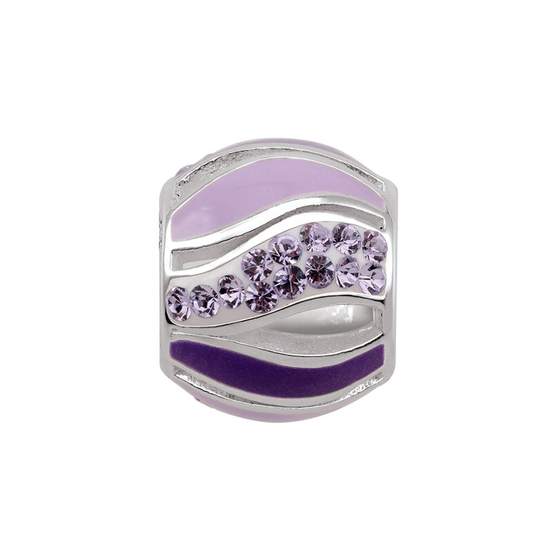 Main Image 1 of Persona® Sterling Silver End Alzheimer's Purple Crystal Enamel Wave Charm