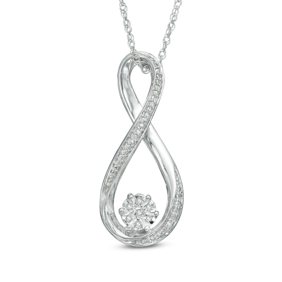 Diamond Accent Cluster Infinity Pendant in Sterling Silver