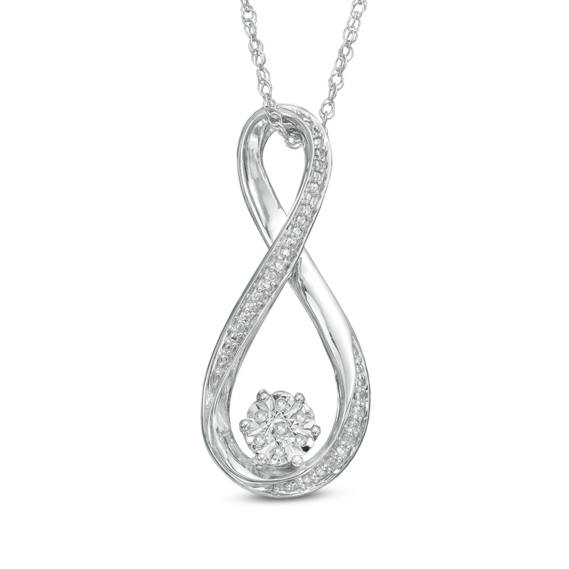 Main Image 1 of Diamond Accent Cluster Infinity Pendant in Sterling Silver