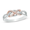 Thumbnail Image 1 of 1/10 CT. T.W. Diamond Infinity Ring in Sterling Silver and 10K Rose Gold