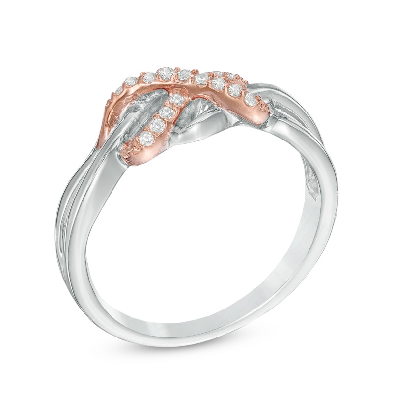 Main Image 2 of 1/10 CT. T.W. Diamond Infinity Ring in Sterling Silver and 10K Rose Gold