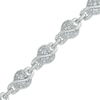 Thumbnail Image 0 of 1/10 CT. T.W. Diamond Infinity Overlay Heart Link Bracelet in Sterling Silver - 7.5"