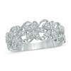 Thumbnail Image 0 of 1/5 CT. T.W. Diamond Flower Scroll Ring in Sterling Silver