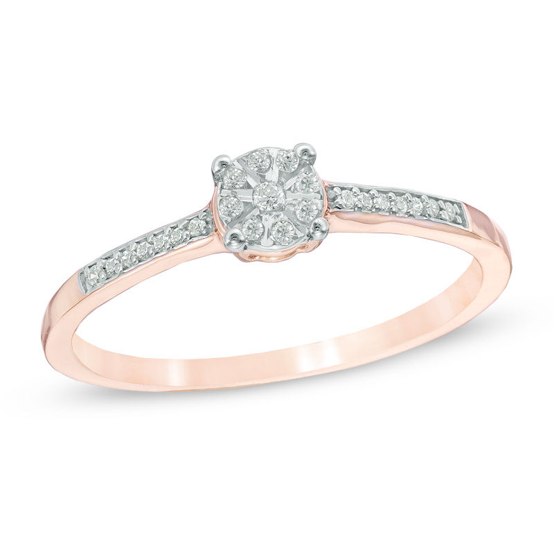 10k Rose Gold 1/3ctw Vintage Princess Cut Promise Ring | lupon.gov.ph