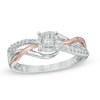 Thumbnail Image 0 of 1/5 CT. T.W. Diamond Frame Promise Ring in Sterling Silver and 10K Rose Gold