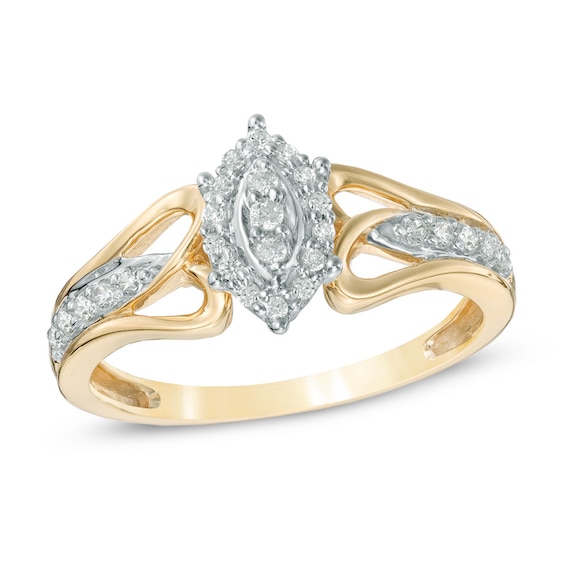 1/5 CT. T.w. Marquise Composite Diamond Promise Ring in 10K Gold