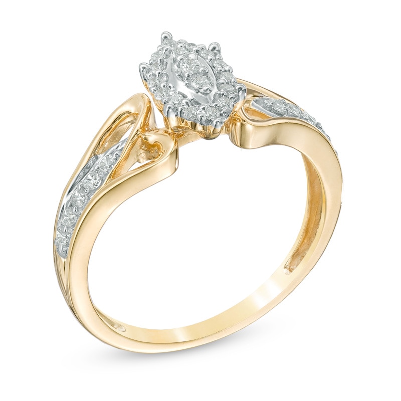 Main Image 2 of 1/5 CT. T.W. Marquise Composite Diamond Promise Ring in 10K Gold
