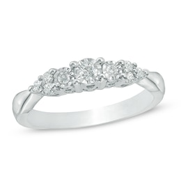 1/5 CT. T.W. Diamond Three Stone Tri-Sides Ring in 10K White Gold