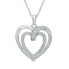 Thumbnail Image 1 of Diamond Accent Double Row Heart Pendant in Sterling Silver