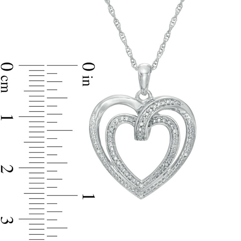 Main Image 2 of Diamond Accent Double Row Heart Pendant in Sterling Silver