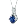 Thumbnail Image 2 of 8.0mm Cushion-Cut Lab-Created Blue and White Sapphire Infinity-Style Pendant in Sterling Silver