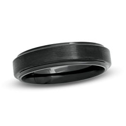 6.0mm Black Cobalt Comfort Fit Step Edge Wedding Band