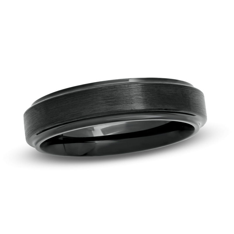 Main Image 1 of 6.0mm Black Cobalt Comfort Fit Step Edge Wedding Band