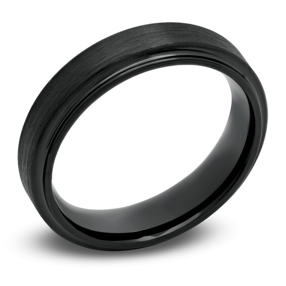6.0mm Black Cobalt Comfort Fit Step Edge Wedding Band