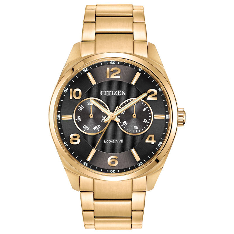 Main Image 1 of Men's Citizen Eco-Drive® Gold-Tone Watch and Bracelet Boxed Set (Model: AO9022-62E)