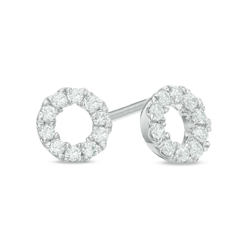 Main Image 1 of 1/4 CT. T.W. Diamond Circle Stud Earrings in 10K White Gold