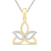 1/15 CT. T.w. Diamond Outline Lotus Flower Pendant In 10K Gold