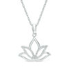 Thumbnail Image 0 of Diamond Accent Outline Lotus Flower Pendant in Sterling Silver