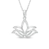 Thumbnail Image 0 of 1/10 CT. T.W. Diamond Outline Lotus Flower Pendant in Sterling Silver